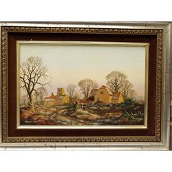 Vincent Selby (British 1919-2004): Village scene - Frosty Morning, oil on board signed 19cm x 29cm