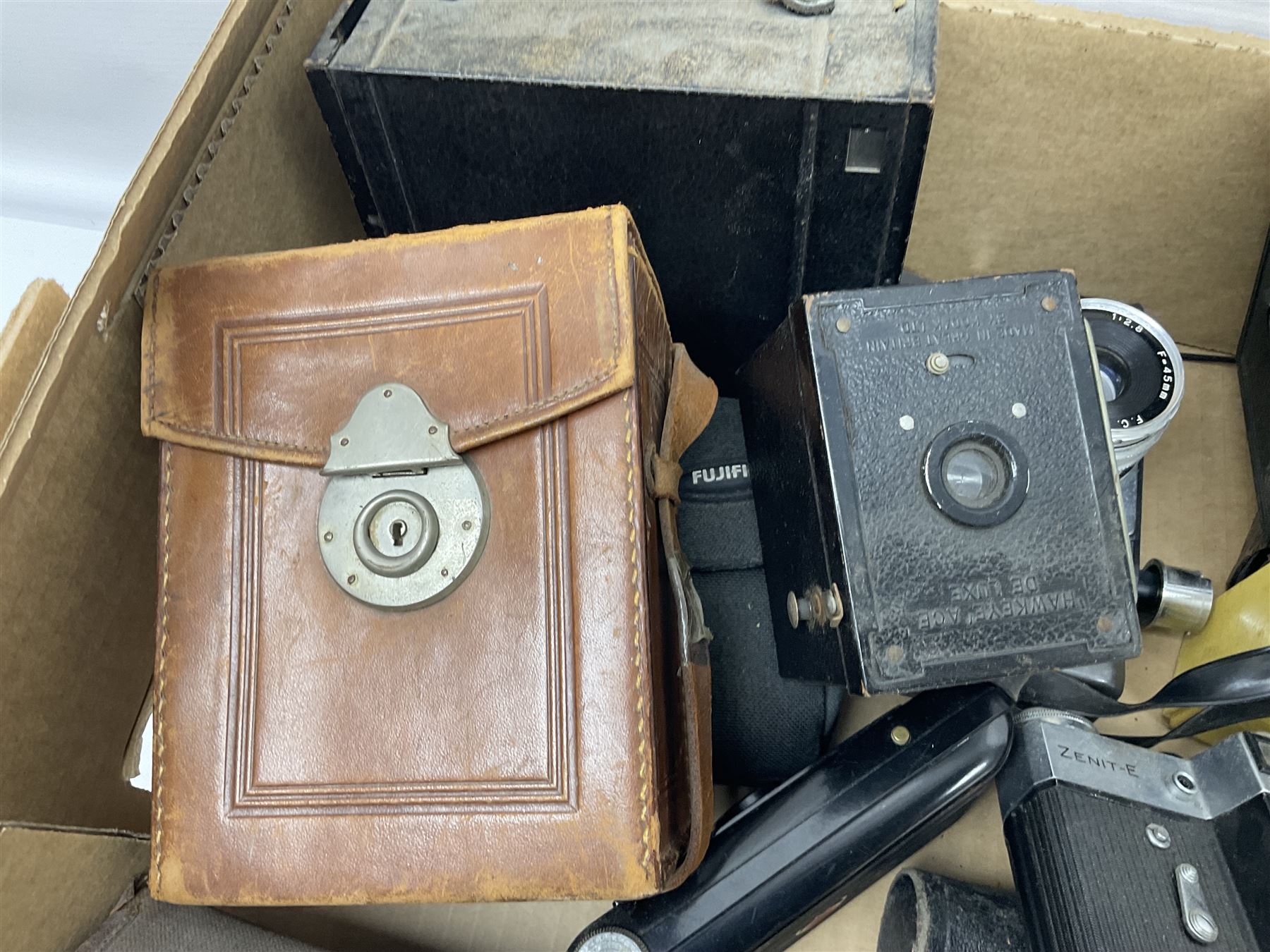 Corfield Periflex Gold Star camera body with Lumax 1:2:4 50mm lens, and other camera bodies and equipment