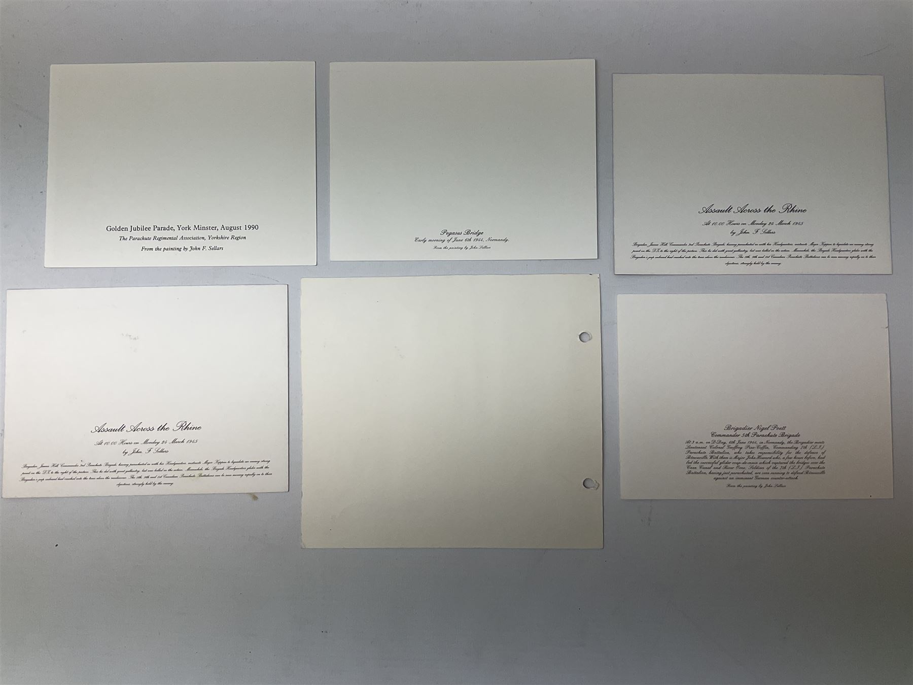 Presentation bronzed figure of a paratrooper by Peter Hicks mounted on a mahogany plinth with plaque inscribed ' Presented to Lieutenant General Sir Michael Gray KCB OBE President Army Parachute Association 1981-1987 An Outstanding Term of Leadership Friendship and Humour. Thank You All Ranks A.P.A.' H28cm; a brass Pegasus plaque H12cm; and small quantity of colour photographs and prints of military related paintings