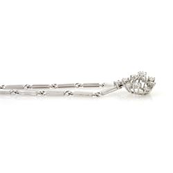 18ct white gold round brilliant cut diamond cluster pendant necklace, Sheffield import mark, total diamond weight approx 1.00 carat