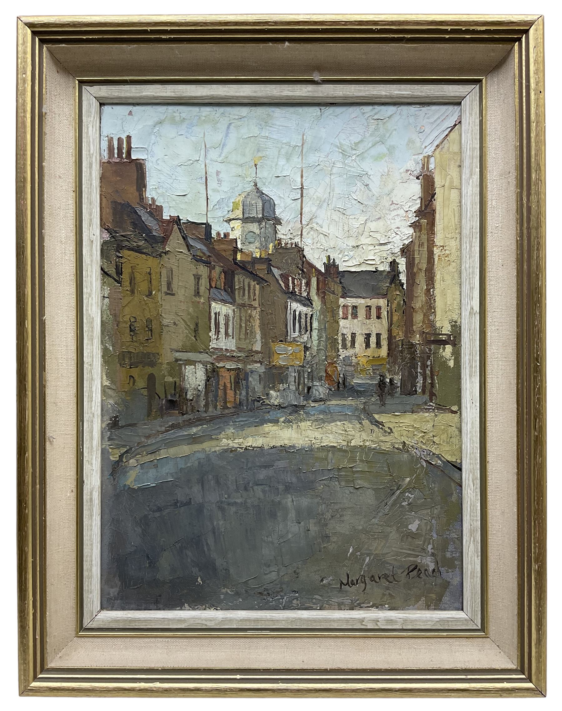 Margaret Peach (British 20th century): Street Scene, oil on canvas signed 34cm x 25cm