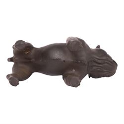 Wedgwood Black Basalt Bulldog, designed by Ernest Light, with impressed mark beneath, H7cm