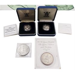 The Royal Mint United Kingdom 1994 proof coin collection, 1994 and 1996 silver proof one pound coins, all cased with certificates, 'From Old Pennies to Decimal Pence' coin set in card folder, etc.
