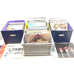  Various vinyl records incl Diana Ross, Abba, Beach Boys, John Lennon, Simon and Garfunkel, Elton John, Madonna, Eric Clapton etc in four boxes  