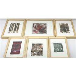 English School (Contemporary): Abstracts, six screenprints signed VE titled and numbered max 20cm x 20cm (6) (framed)
