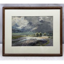 Edward Horace Thompson (AKA Donald A Paton) (British 1879-1949): Highland River Landscape, watercolour signed 27cm x 37cm 
Notes: Thompson used the name Donald Paton when he painted Scottish scenes, presumably for a different agent than the name he used for his more common Lake District views.