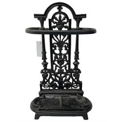 Victorian design black painted cast iron stick stand