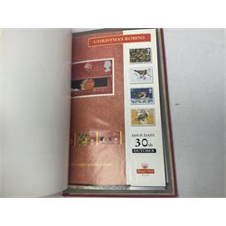 Royal Mail advertising cards, displaying upcoming commemorative issues, for use in post offices, housed in a single album