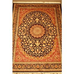  Persian Kashan design blue ground rug/wall hanging, 280cm x 200cm  