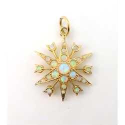  9ct gold opal star pendant hallmarked  