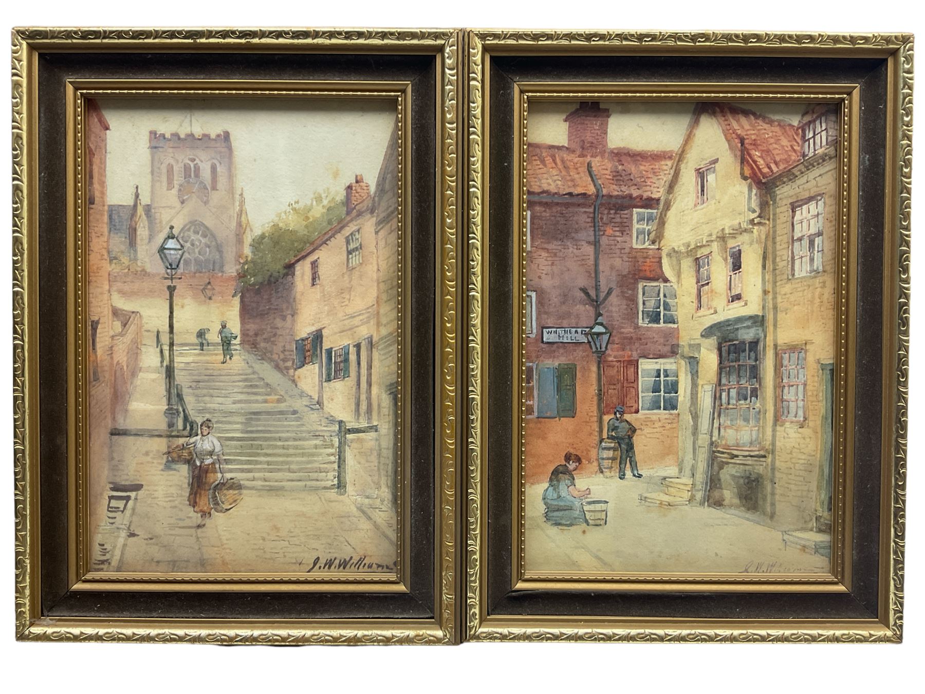 John Wynne Williams (British fl.1900-1920): Whitehead Hill and St Mary's Steps Scarborough, pair watercolours signed 24cm x 16cm (2)