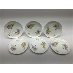 Shelley wild flowers pattern tea wares, comprising six cups and saucers, six dessert plates, one milk jug and sandwich plate