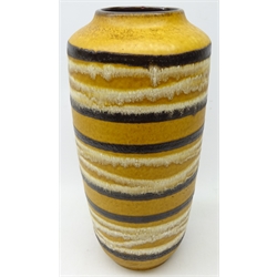  Large 1950's West German pottery vase with banded decoration, H45cm  