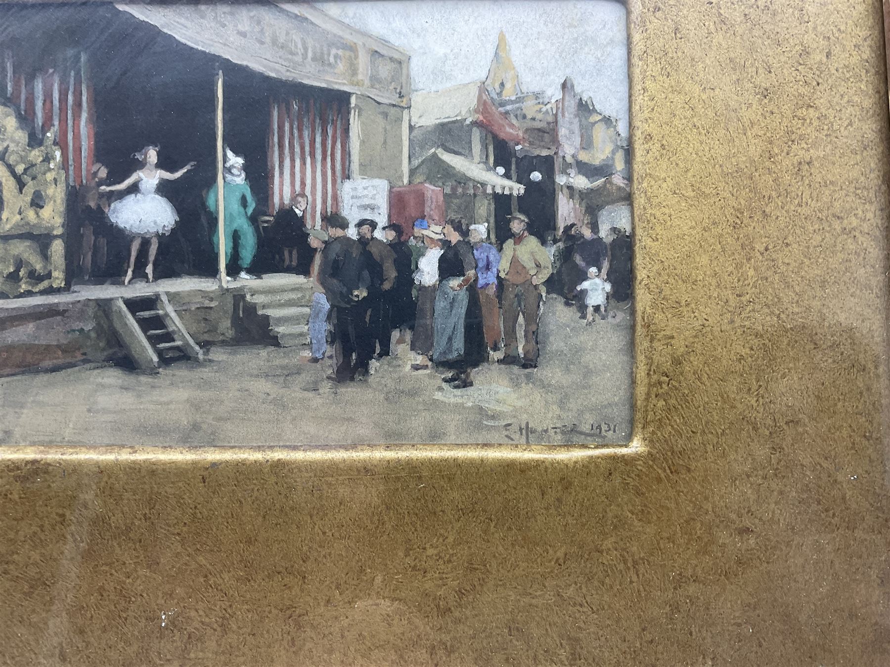 Mary Ethel Hunter (British 1878-1936): The Fairground Dance, gouache signed and dated 1931, 12.5cm x 18.5cm