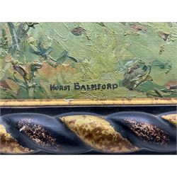 Hurst Balmford (British 1871-1950): 'Horning Ferry - Broads' Norfolk, oil on canvas board signed, titled on label verso 45cm x 55cm 
Provenance: West Yorkshire dec'd estate; with Morphets of Harrogate 8th September 2011 Lot 523