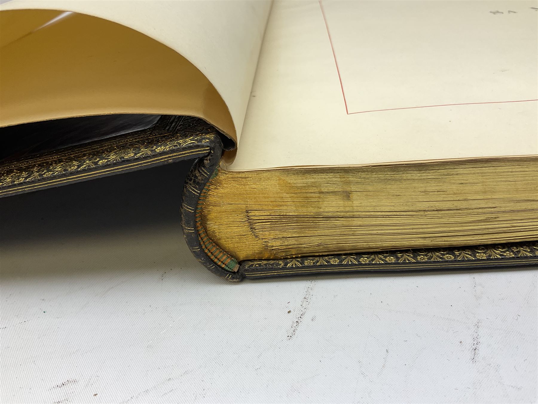 Balaschoff & Herbillon: L'Armee Allemande Sous L'Empereur Guillaume II. 1890 Paris. Forty-five laid-in chromolithograph plates together with numerous text illustrations. Oblong folio. Full moroccan leather and gilt binding with painted English Royal Crest to front cover and a.e.g.