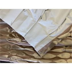 Furnish & Fettle - pair thermal lined curtains, in champagne fabric decorated with trailing vertical teardrop pattern, double pinch pleated headers, width at header - 110cm, drop - 309cm (per curtain)