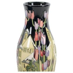 Moorcroft vase of baluster form, decorated with Town of Flowers pattern, designed by Kerry Goodwin, with printed and painted marks beneath, in original box, H26cm