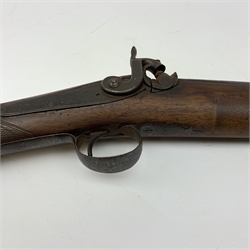19th century percussion fowling gun, the walnut stock with chequered fore-end, chased trigger guard and action marked Heard Devonport, 94cm barrel inscribed William Smith Murcott with under barrel ram rod 137cm overall