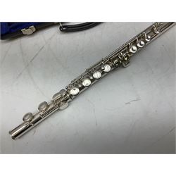 Trevor J. James T.T. 10X silver plated flute, with two mouthpieces and crook joint, serial no. 71002, in carry case