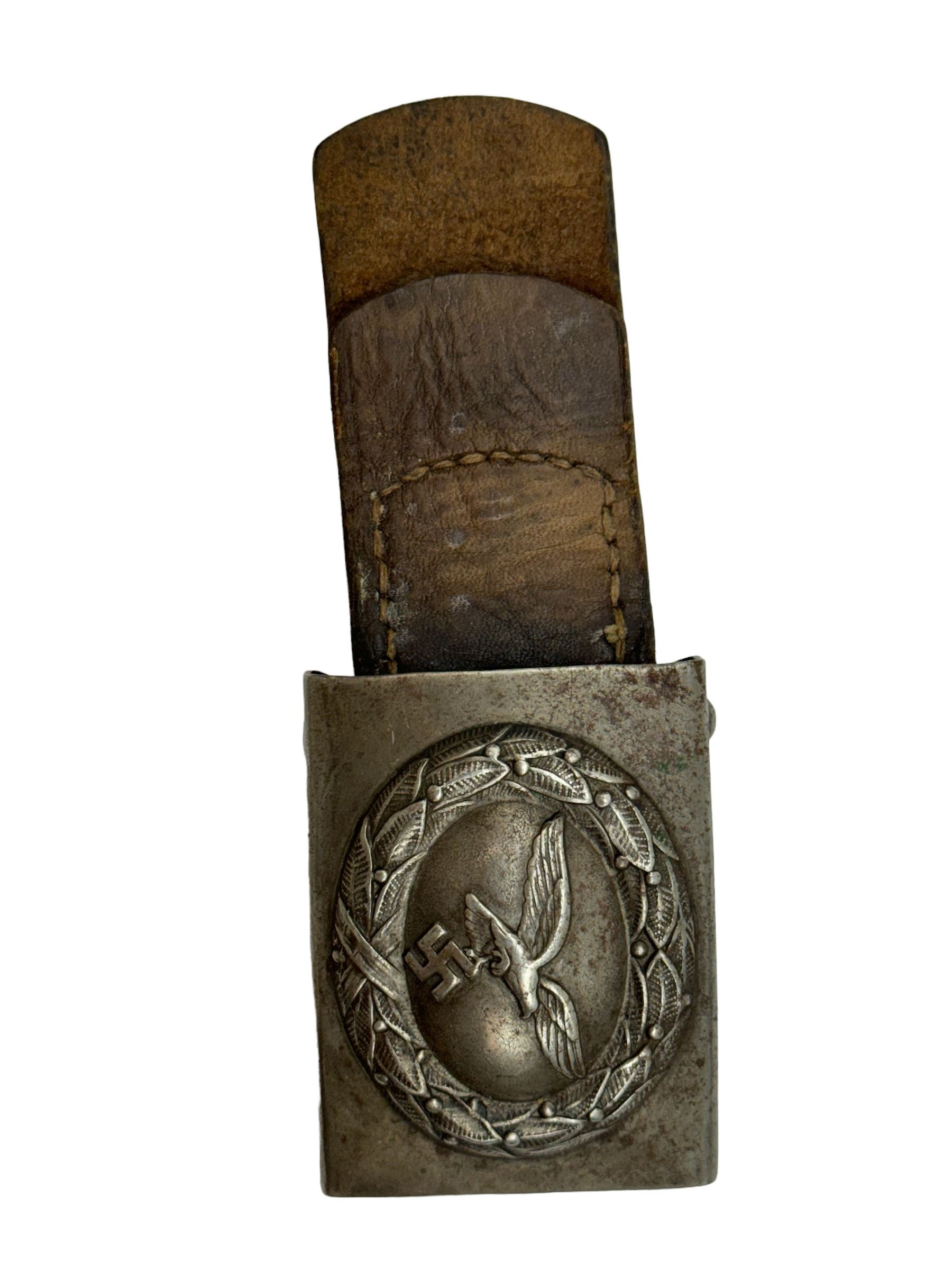 WWII Third Reich German Luftwaffe buckle depicting the Reichsadler clutching a Swastika surrounded by laurel wreath, marked 1940 to the back, L7cm, H5cm