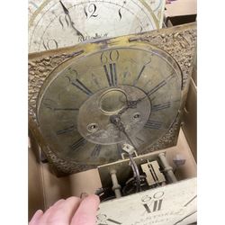 Six 19th century longcase clock movements, including brass dial by William Clark of Kendal, painted dial by Bartliff of Malton, etc