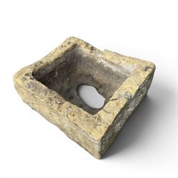 18th century square hewn sandstone trough along with a 'half' stone trough