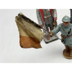 Ten various composition figures of French soldiers, possibly by Elastolin, H9cm; and eight lead figures of French soldiers; together with five modern metal figures of soldiers (23)