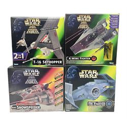Star Wars - La Guerra De Las Galaxias La Guerre Des Etoiles - A-Wing Fighter; Luke's T-16 Skyhopper; Darth Vader's TIE Fighter; and Rebel Snowspeeder; all boxed (4)