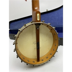  Windsor Popular Model 3 five-string banjo, impressed mark and maker's label and retailer's plaque for 'Leonard Dews 10 Euston Street also 43 Market Street, Blackpool', L89cm, in carrying case  