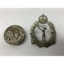 WW2 Royal Observer Corps - approximately one-hundred and seventy aircraft recognition cards; 1938 Instruction Booklet; cap badge and lapel badge; and cloth shoulder title