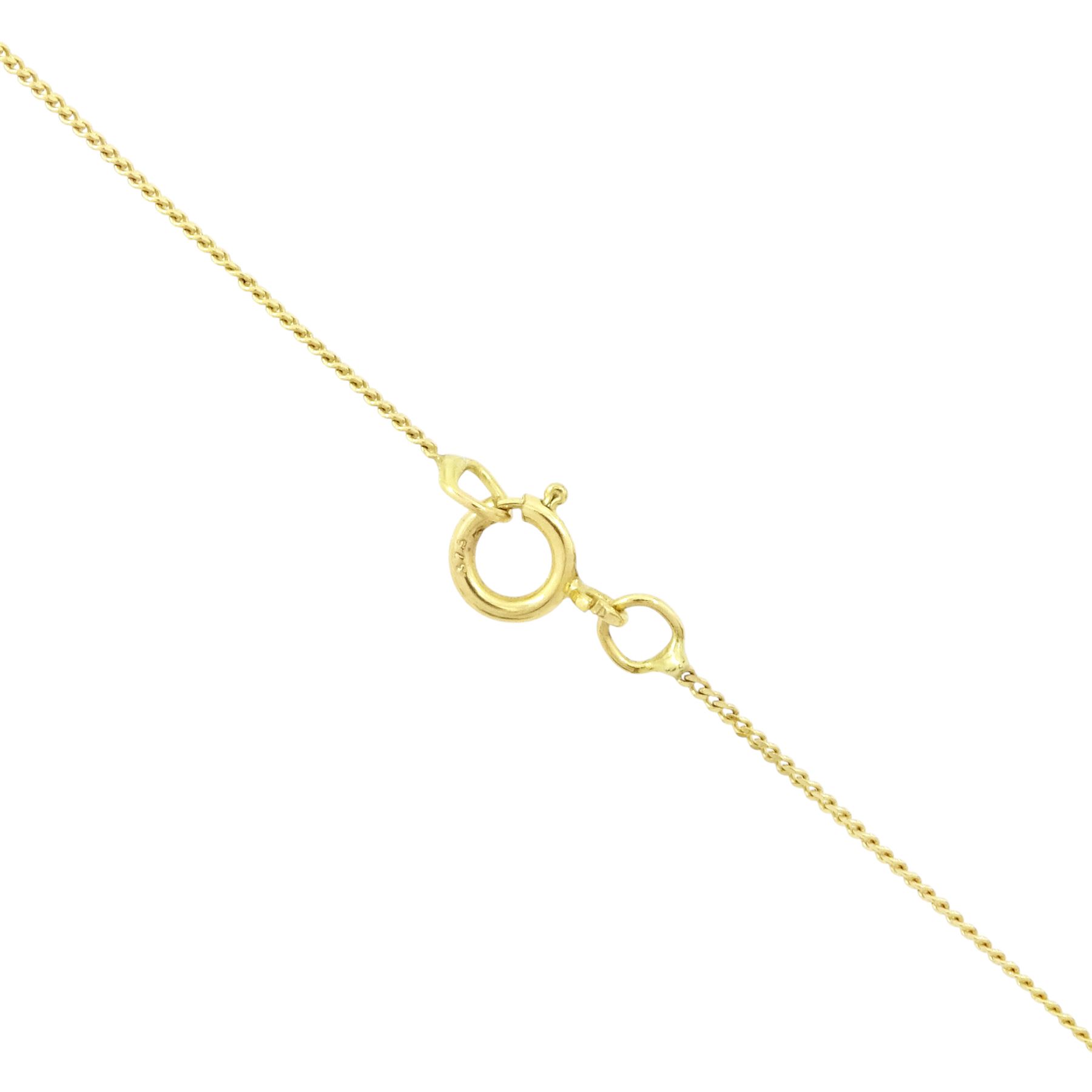 14ct gold jade pendant, with tassel drop, on a 9ct gold trace link chain necklace