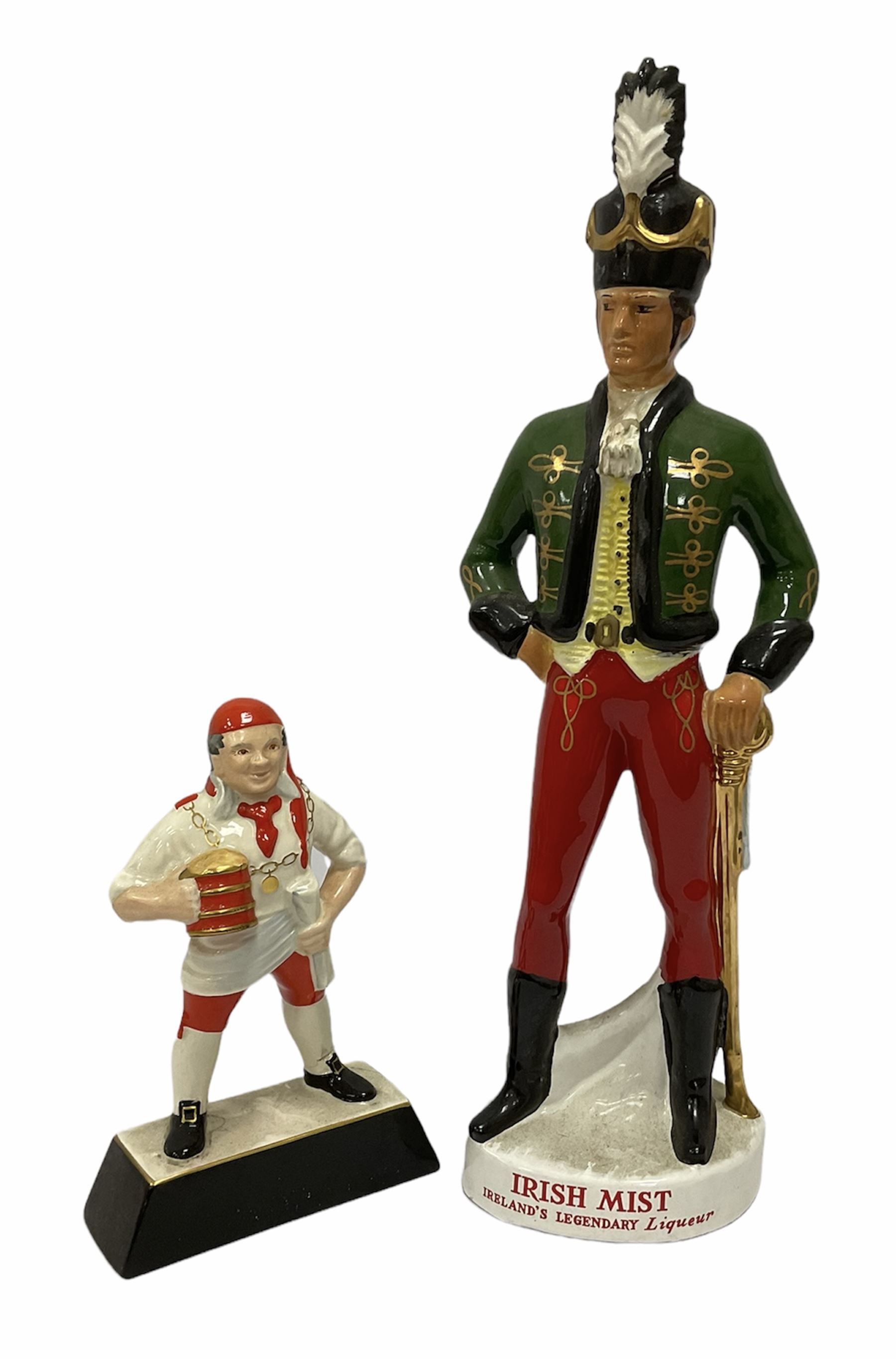 Irish Mist Soldier Liqueur decanter bottle, together with Carlton Ware 'Pick Flowers Brewmaster', decanter 48cm 