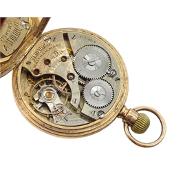 Early 20th century 9ct gold pocket watch by Waltham U.S.A, top wind, movement No.21718518, case by Benson Brothers, Chester 