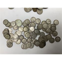 William and Mary 1693 halfcrown coin (holed), various Great British pre-1920 and pre-1947 silver threepence pieces, Ireland 1928 halfcrown and 1934 florin, Queen Elizabeth II 1994 fifty pence coins etc