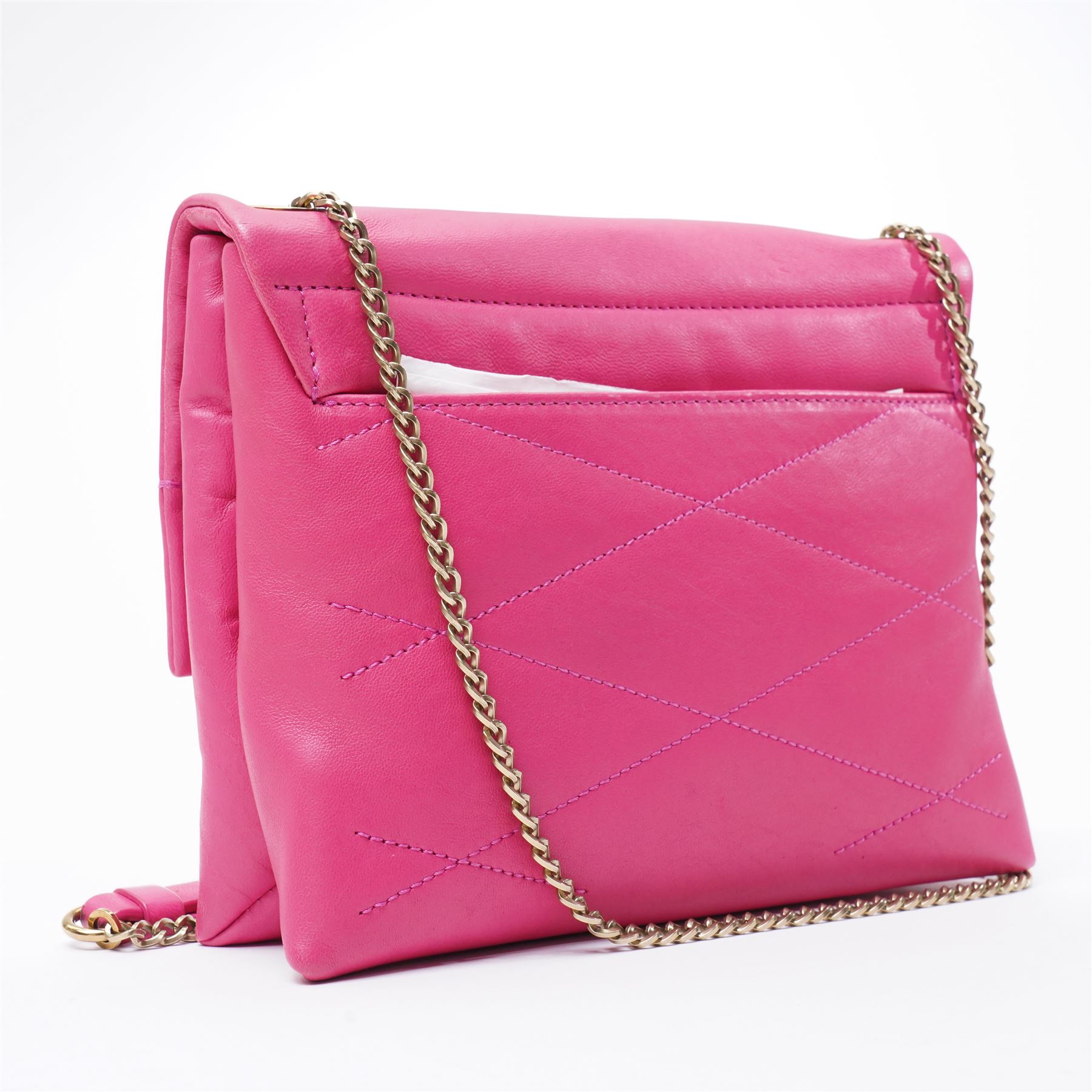Lanvin - ‘Sugar’ Mini Bag, introduced circa 2014 under Alber Elbaz, in fuchsia quilted lambskin, with gold-tone chain and leather shoulder strap and hardware, unused with original dust bag