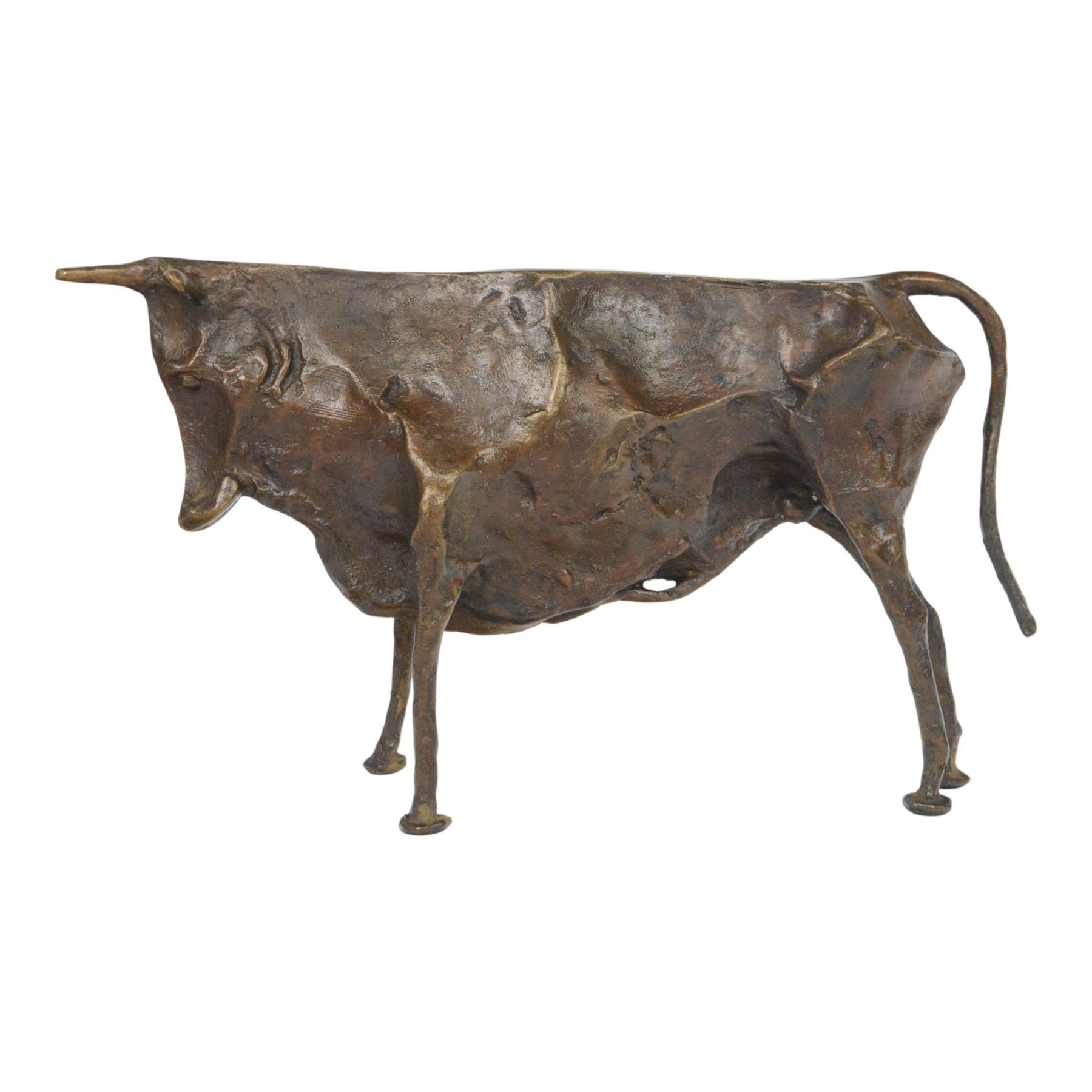 After Pablo Picasso (Spanish 1881-1973): bronze Andalusian bull, H14cm