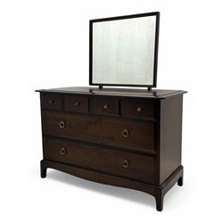 Stag Minstrel - mid-20th century mahogany dressing chest, rectangular top surmounted by adjustable mirror, the upper section fitted with four small drawers over two full-width drawers, on bracket feet