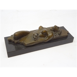  Bronze study of a female nude after Seth Vandable, mounted on black marble plinth, L31cm   