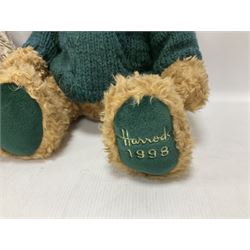 Five Harrods annual teddy bears, dating between 1995 and 1999, tallest H44cm
