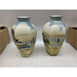 Pair of Grimwades Quaint Characters vases, SCH Daisy pattern tea wares, dressing table set decorated with desert scene and camels, etc in three boxes