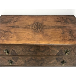  Mid 20th century figured walnut four drawer chest, on cabriole feet, W92cm, H100cm, D50cm  