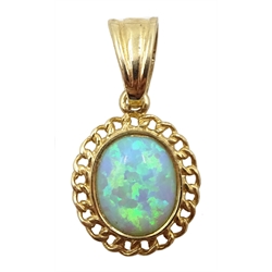 9ct gold opal pendant, hallmarked