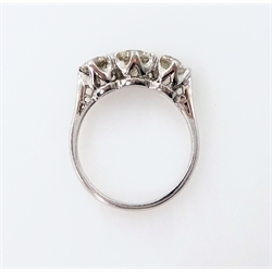  White gold three stone diamond ring stamped 18ct diamonds 1.52 carat  