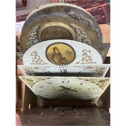Approximately thirteen longcase clock faces, mainly 18th and 19th century, including brass and painted dials