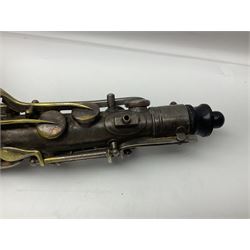 Early 20th century Elkhart Pan American C-Melody saxophone, Patd. Sept.14 1915, no.1153489, serial no.P27678; in fitted hard carrying case with crook