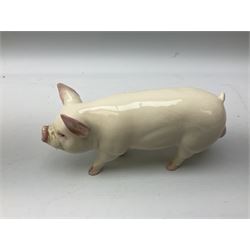 Collection of Beswick pig figures, to include John Beswick Little Likeables ‘Hide and Sleep’, white boar pig and John Beswick trio of pigs, all marked beneath (5)