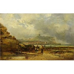  Ralph Reuben Stubbs (British 1824-1879): Scarborough from Cornelian Bay, oil on canvas signed and dated 1855, 23cm x 35cm   