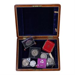 Coalport Roaring Twenties figure 'Sadie', boxed, Minton Brocade plate, wooden box with key, commemorative coins and other collectables