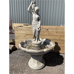 Cast stone circular garden bird bath figure - THIS LOT IS TO BE COLLECTED BY APPOINTMENT FROM DUGGLEBY STORAGE, GREAT HILL, EASTFIELD, SCARBOROUGH, YO11 3TX